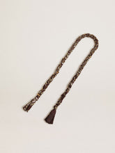 Burgundy braided fabric charm with brass chain