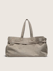 Anthracite canvas tote bag with embroidery and antique silver details