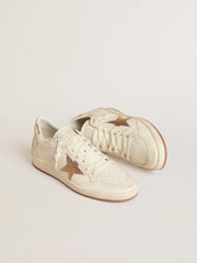 Women’s Ball Star in white leather with crystal star and metallic heel tab