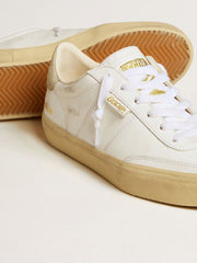 Women's Soul Star in white leather with beige suede heel tab