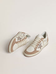 Ball Star LTD in white nappa leather and old rose suede with metallic silver leather star and heel tab