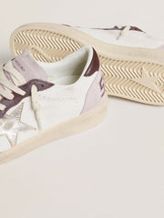 Women's Ball Star LTD in nappa with platinum foiled leather star and burgundy nubuck leather heel tab