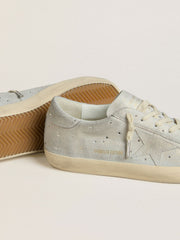 Women's Super-Star LTD in platinum suede and Swarovski crystals with platinum suede star
