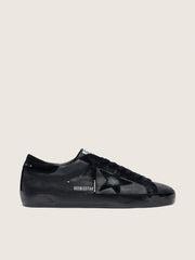 Women's Super-Star in black nappa with black suede star and heel tab
