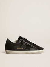 Women's Super-Star in black nappa with black star and glitter heel tab