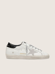 Women's Super-Star with white suede star and black croc-print leather heel tab