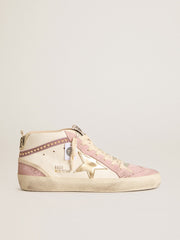 Mid Star with gold leather star and pink suede flash with pearls
