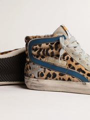 Women's Slide in leopard print pony skin with silver leather star