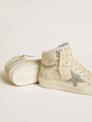 Women's Sky-Star in leather with light blue leather star and white heel tab
