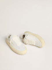 Women's Space-Star Cube in white leather with perforated star