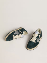 Women's Ball Star in green suede with silver glitter star