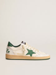 Women's Ball Star Wishes in white nappa leather with green leather star and heel tab