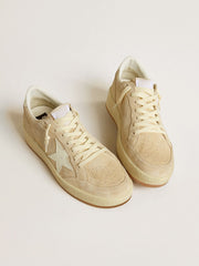 Women's Ball Star in beige suede with white leather star and heel tab