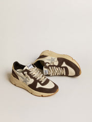 Women's Running Sole in nappa and brown suede with a Swarovski crystal star