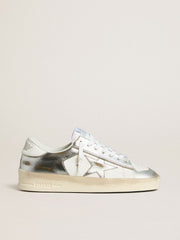 Stardan in silver foiled leather with white heel tab