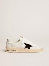 Stardan with white leather and mesh inserts and black suede star