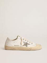 V-Star in white leather with a platinum glitter star