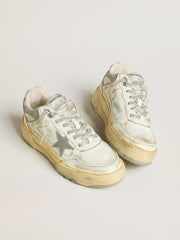 Women’s Forty2 in white leather with laces with Swarovski crystals and gray TPU star