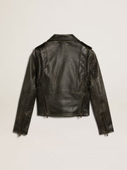 Women’s black leather biker jacket | Golden Goose