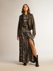 Women’s black leather biker jacket | Golden Goose