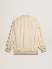 Women's silk and viscose cardigan with pinstripe motif