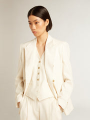 Women’s aged white double-breasted blazer