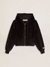 Women's black cotton-blend hoodie with zip