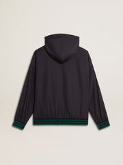 Men's green and blue reversible hooded sweatshirt