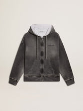 Sprayed effect anthracite sweatshirt with studs