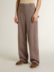 Women’s wool blend pants in light brown micro chevron