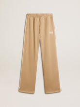 Women’s light beige joggers with white logo