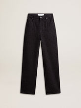 Women’s cotton denim pants with crystal and stone decoration