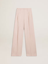 Women's pants in pink tailored wool fabric