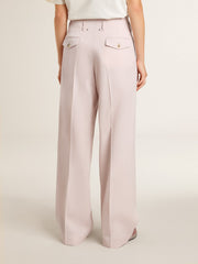 Women's pants in pink tailored wool fabric