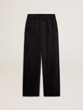 Women's black joggers with a tone-on-tone toile de jouy print