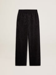Women's black joggers with a tone-on-tone toile de jouy print