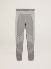 Women’s gray melange leggings with mixed stitching