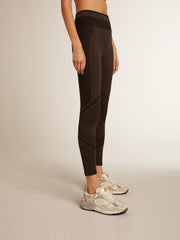Women’s black leggings with mixed stitching