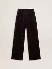 Women's joggers in velvet-effect cotton blend