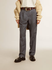 Women's loose pants in baby blue wool