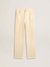 Ecru pants with transparent all-over sequins