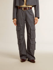 Women's cargo pants in baby blue wool