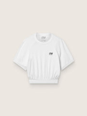 Women's white cropped sports T-shirt