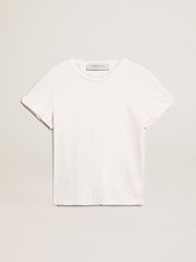 Distressed regular-fit women’s T-shirt in white