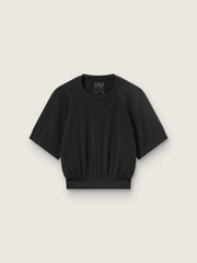 Women's black cropped sports T-shirt