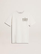 Women's white T-shirt with black print on the chest