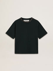 Women's black T-shirt with crystals