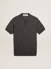 Women’s polo shirt in anthracite merino wool