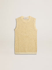 Mesh knit top with sequins and contrasting details