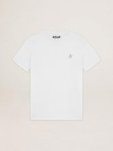 Women's white T-shirt with silver glitter star on the front